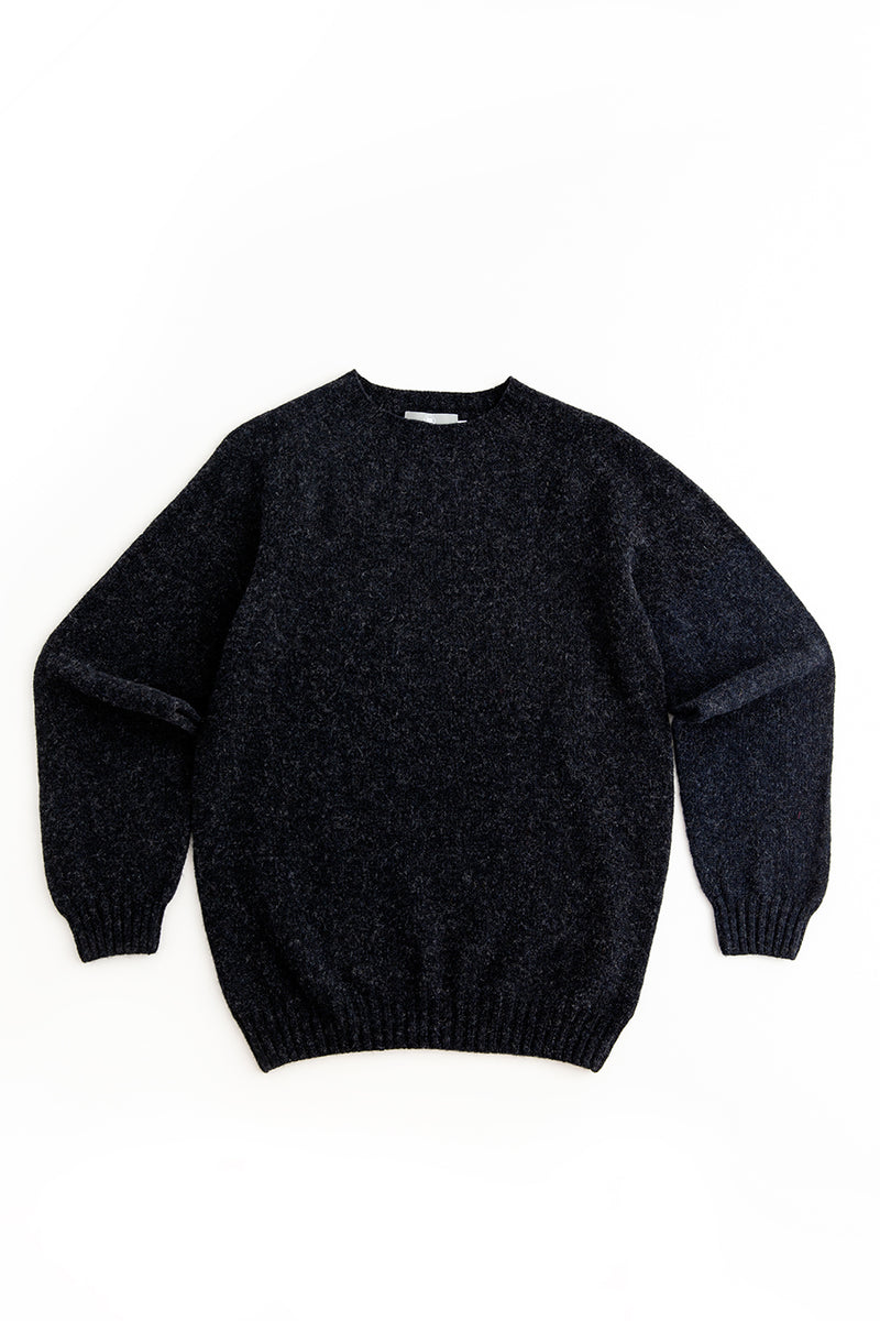 Mens charcoal wool shetland jumper sweater seamless