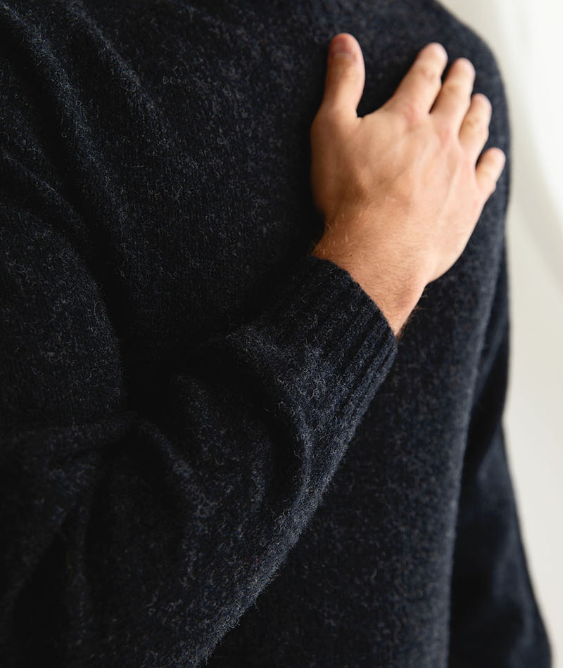 Mens charcoal grey shetland wool jumper sweater