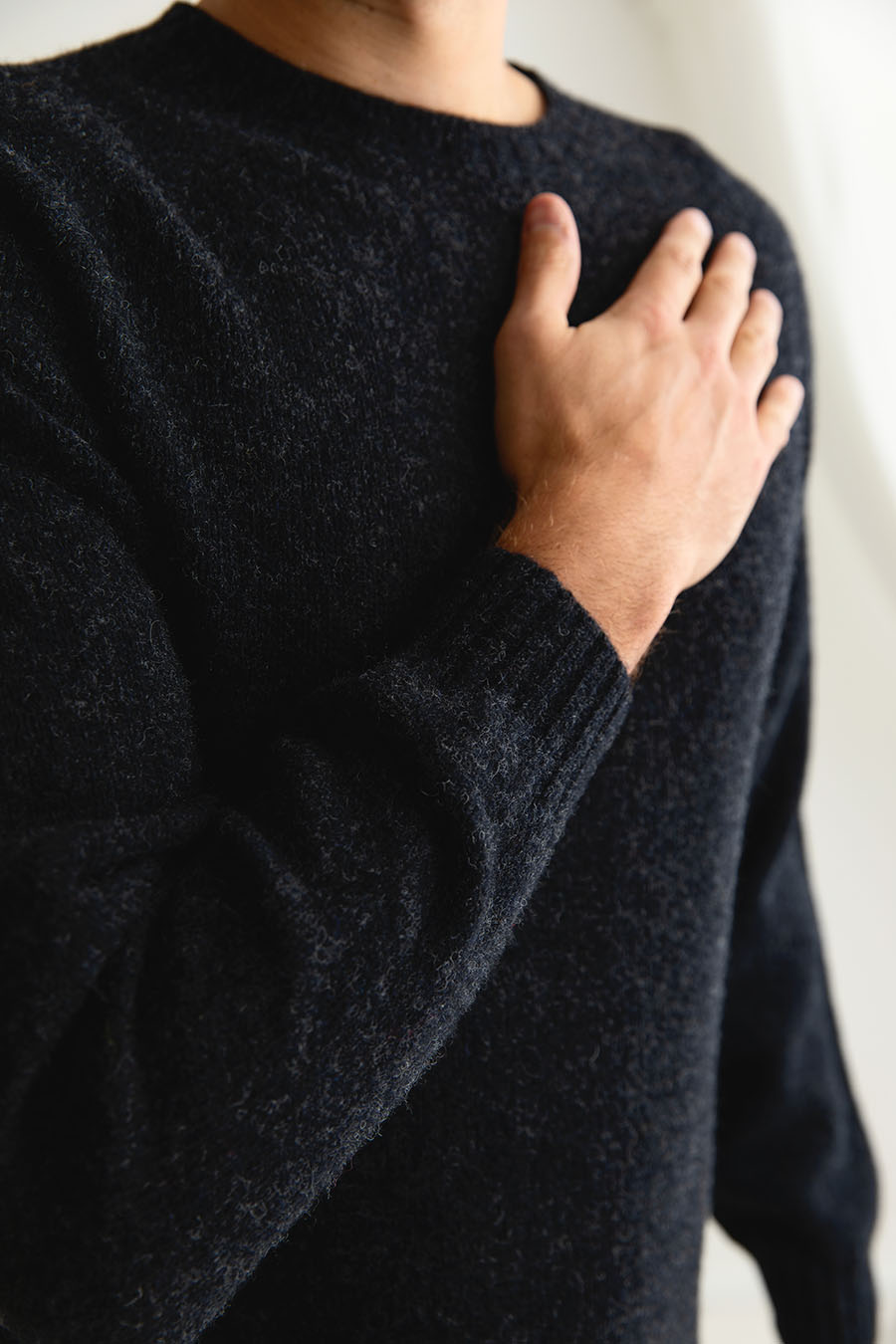 Mens charcoal grey shetland wool jumper sweater