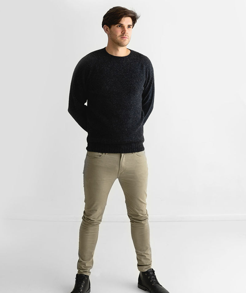 Mens shetland wool jumper sweater charcoal grey