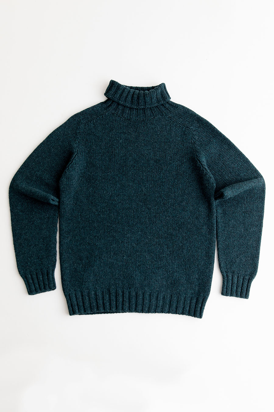 mens chunky geelong lambs wool polo neck jumper teal