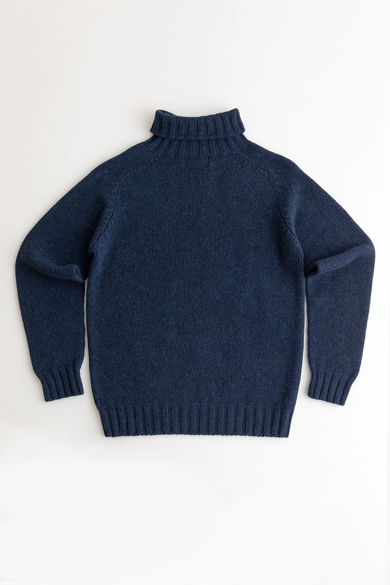 mens chunky geelong polo neck jumper. navy blue