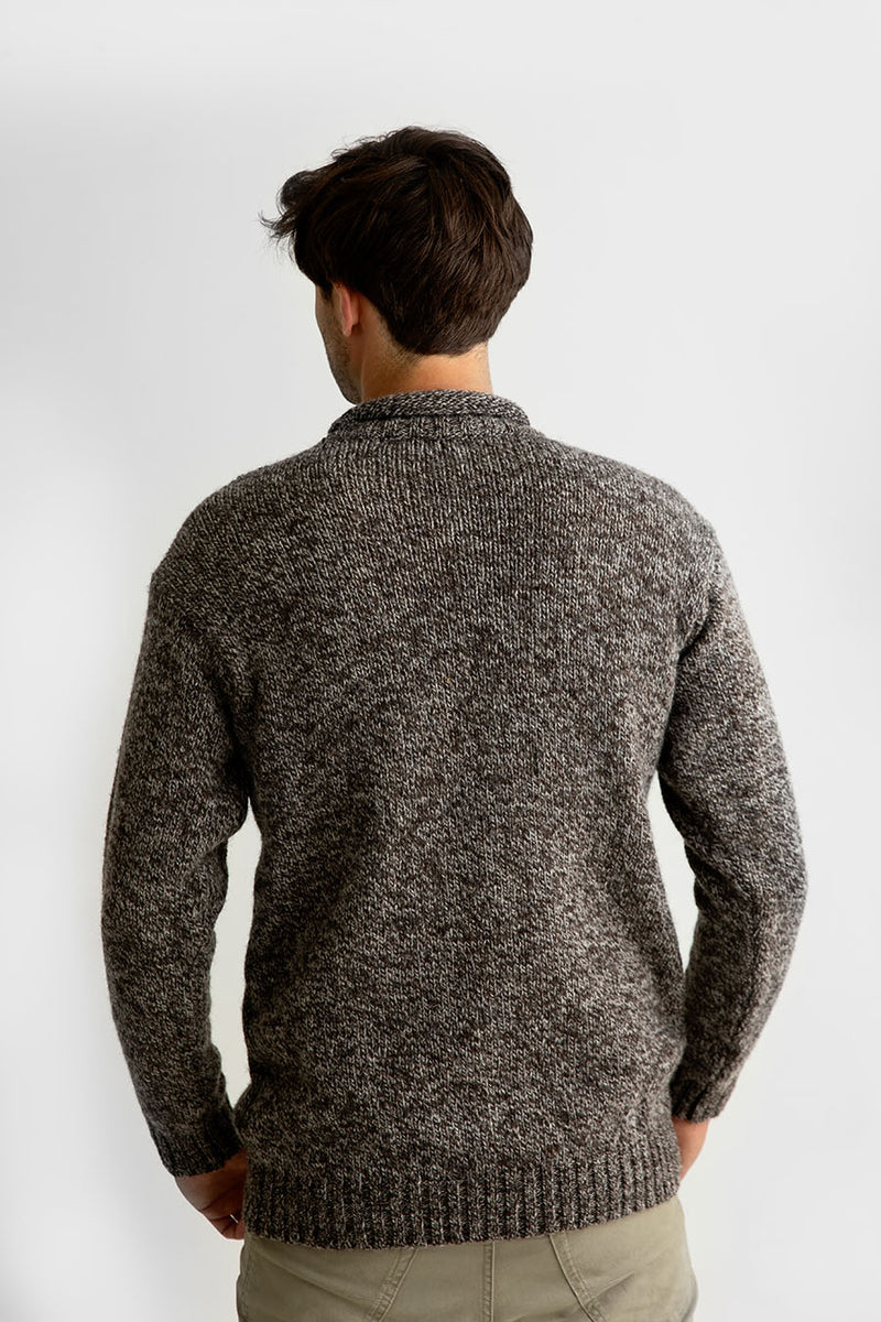 mens chunky roll neck jumper sweater undyed natural brown