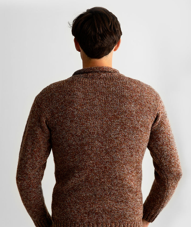 mens chunky wool jumper sweater autumn rust roll neck