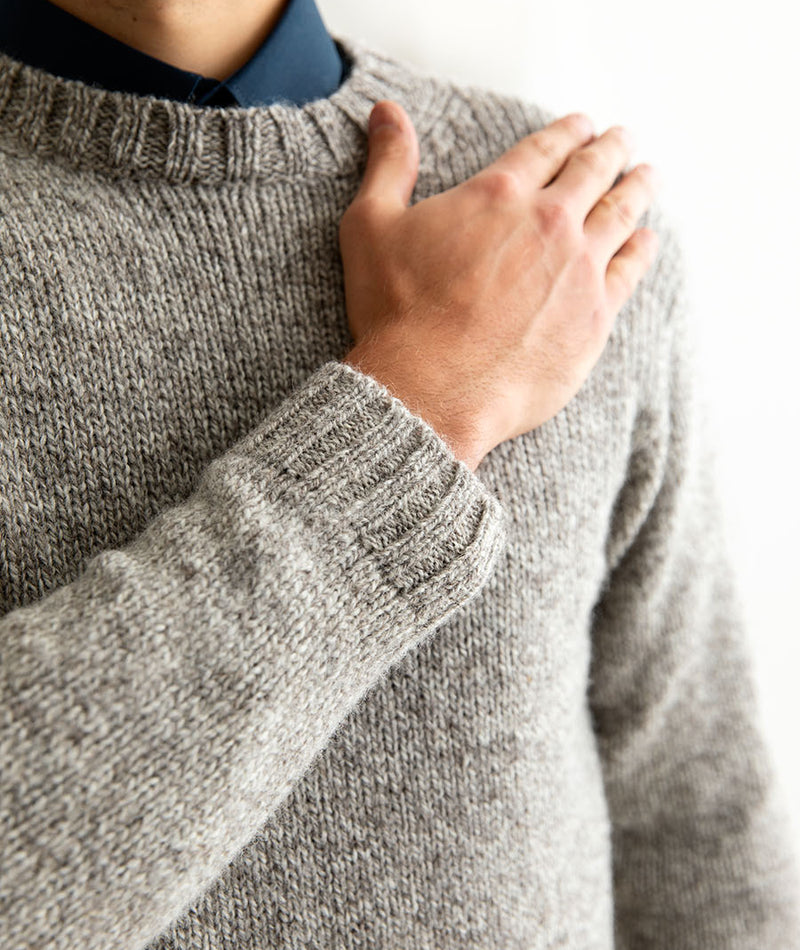 Mens Chunky Crew Neck Jumper in undyed Scottish wool – The Croft House