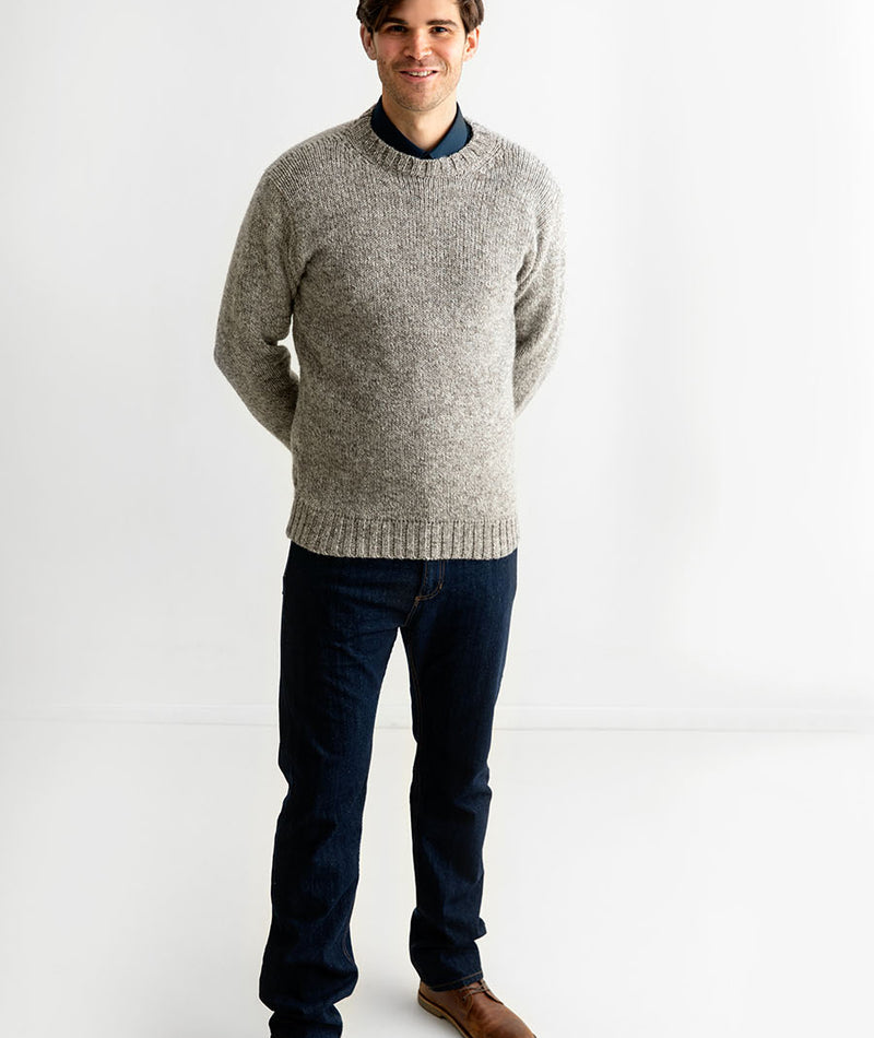Mens Chunky Crew Neck Jumper in undyed Scottish wool – The Croft House