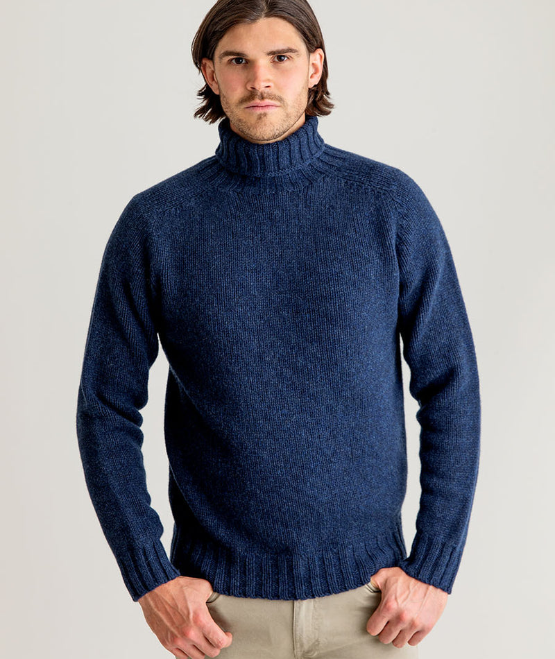 Navy Submariner Navy Chunky Roll Neck Jumper Submariner Sweater