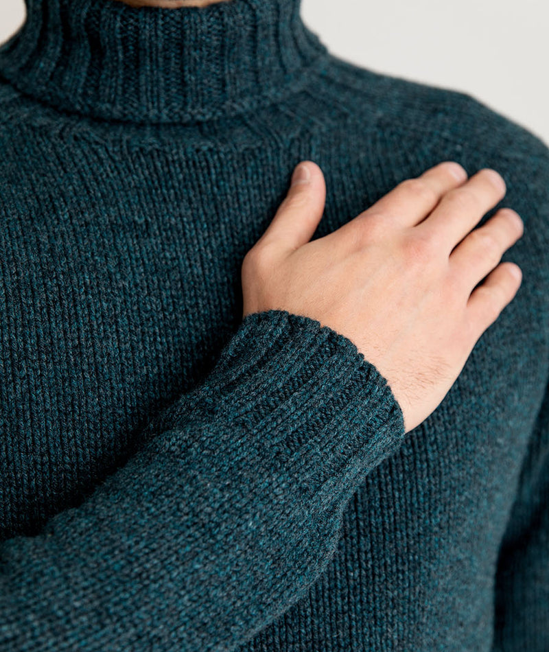mens chunky wool teal polo neck jumper sweater geelong