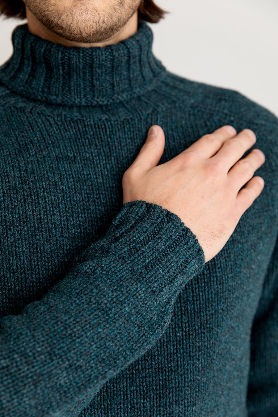 mens chunky wool teal polo neck jumper sweater geelong