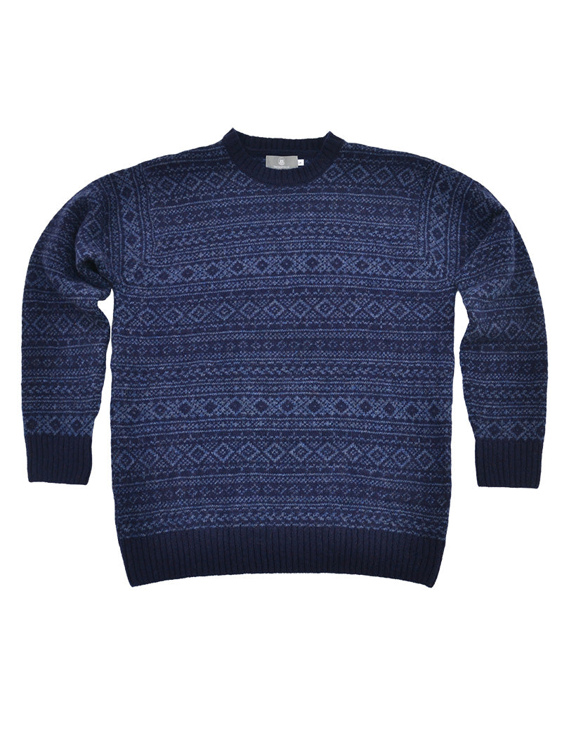 Mens Fair isle Conan Jumper - Navy