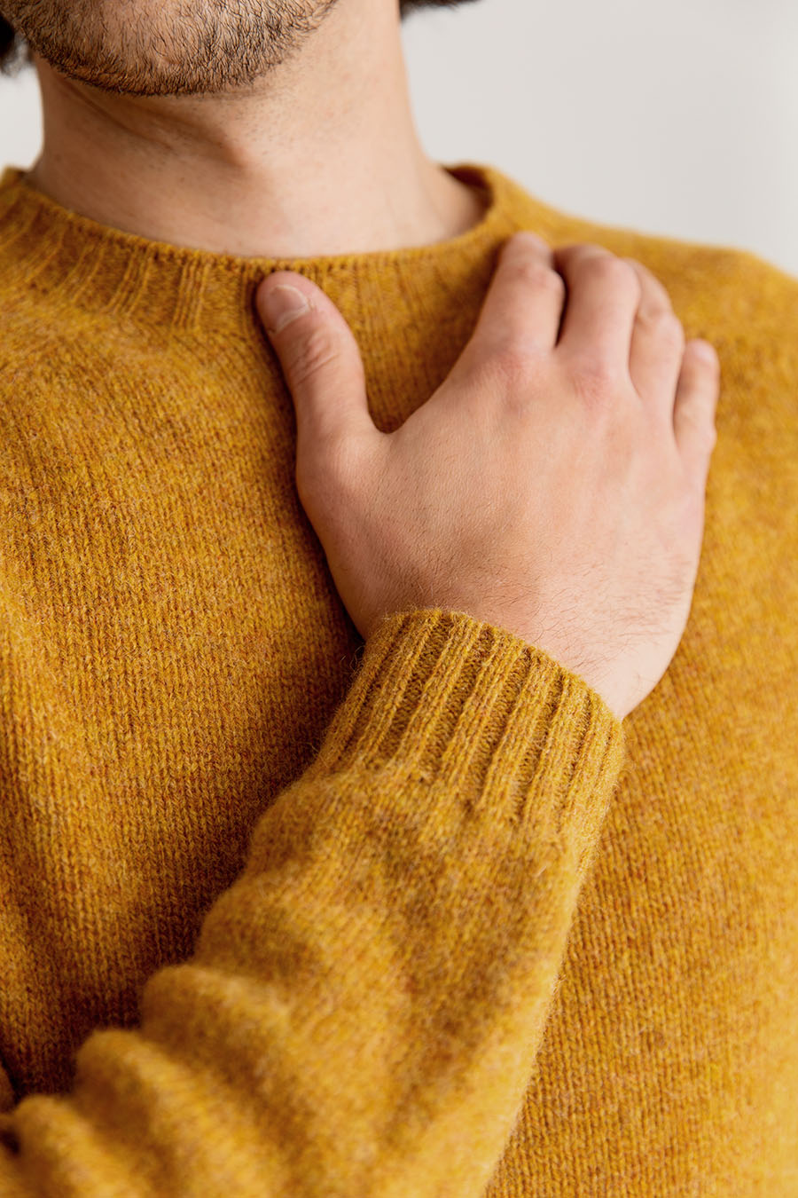 mens cummin dark mustard yellow shetland wool jumper sweater