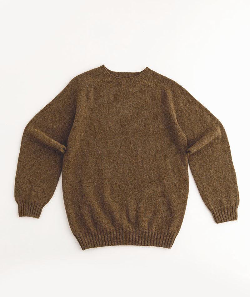 Mens dark olive brown shetland jumper sweater wool