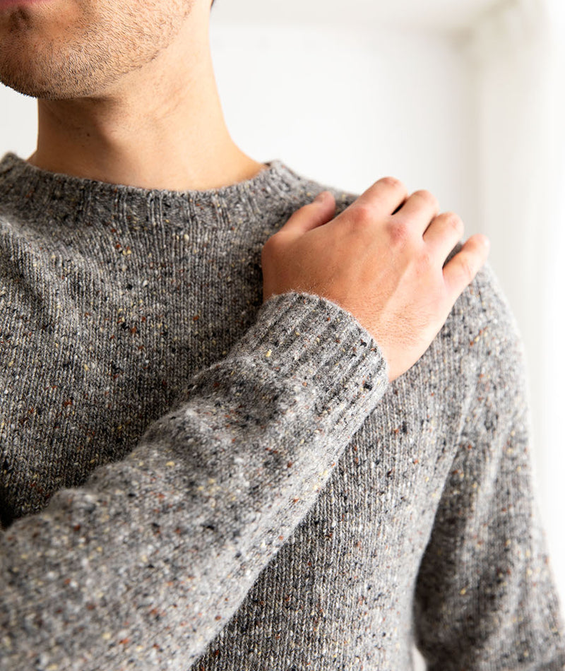 mens grey donegal merino wool jumper sweater