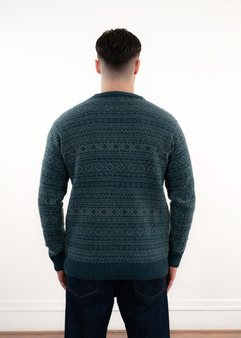 Mens Fair isle Conan Jumper - Dark Teal