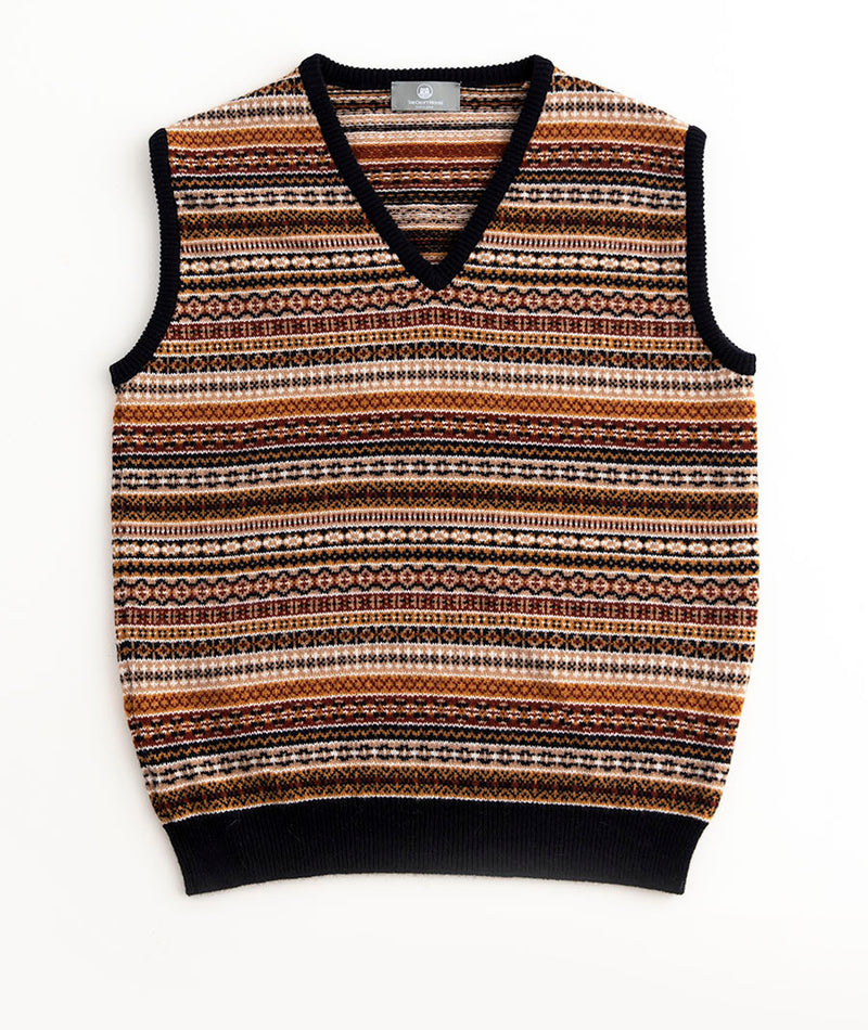 mens fair isle sleeveless jumper sweater vest slipover tanktop navy 