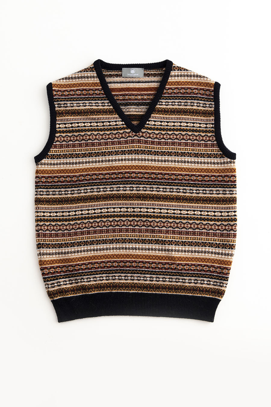 mens fair isle sleeveless jumper sweater vest slipover tanktop navy 