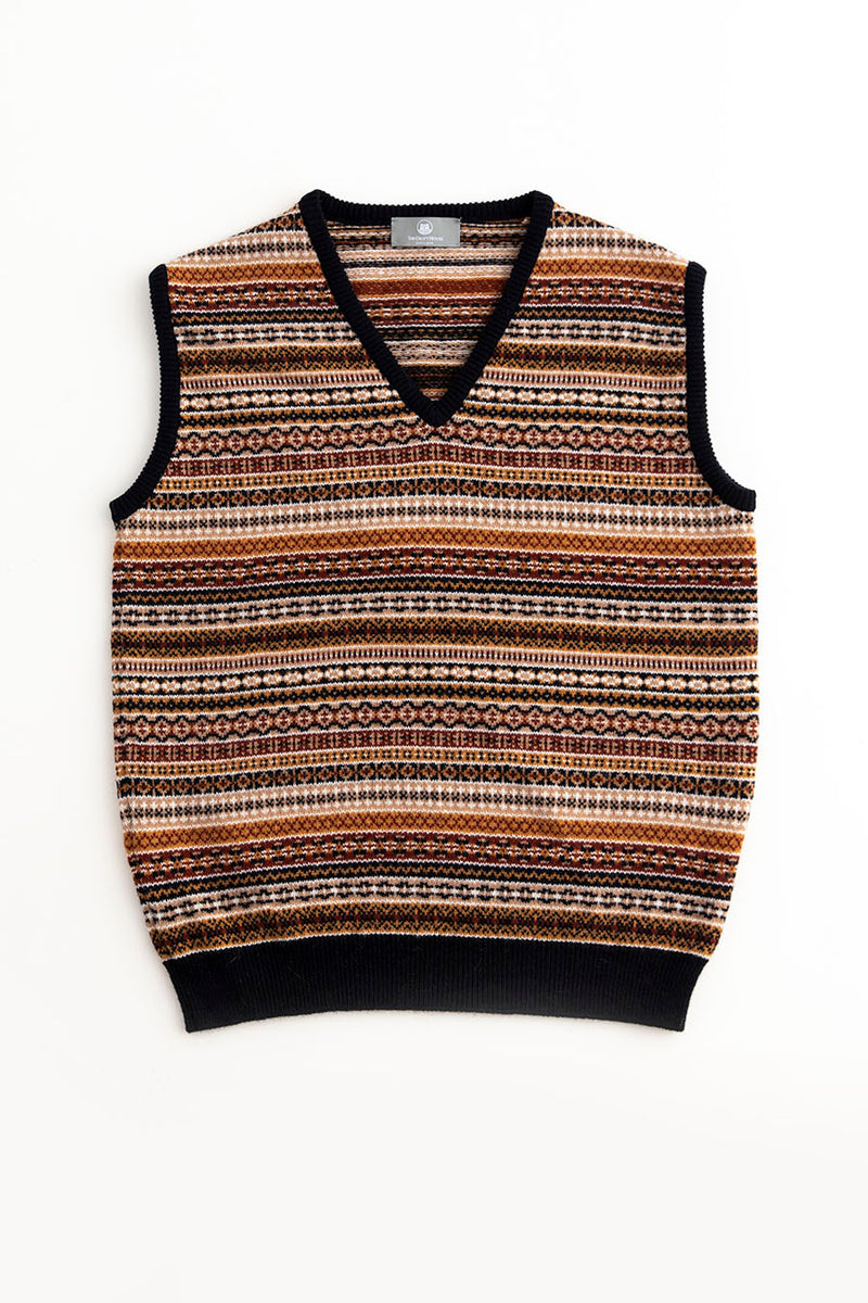mens fair isle sleeveless jumper sweater vest slipover tanktop navy 