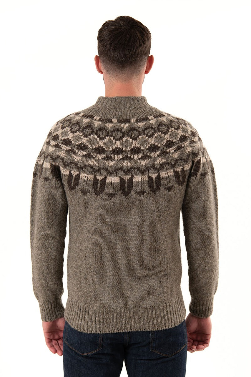 mens fairisle jumper brodgar beige brown oyster wool