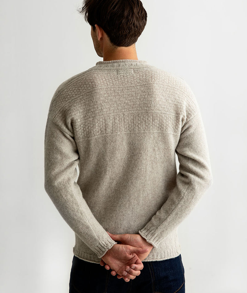 Mens gansey jumper guernsey sweater beige putty breakwater