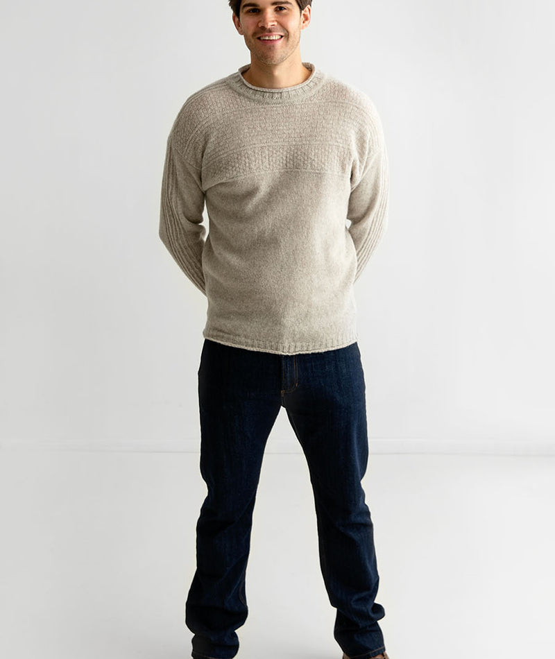 Mens gansey guernsey sweater jumper putty beige wool