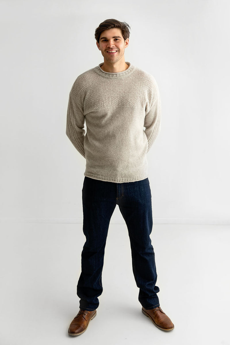 Mens gansey guernsey sweater jumper putty beige wool