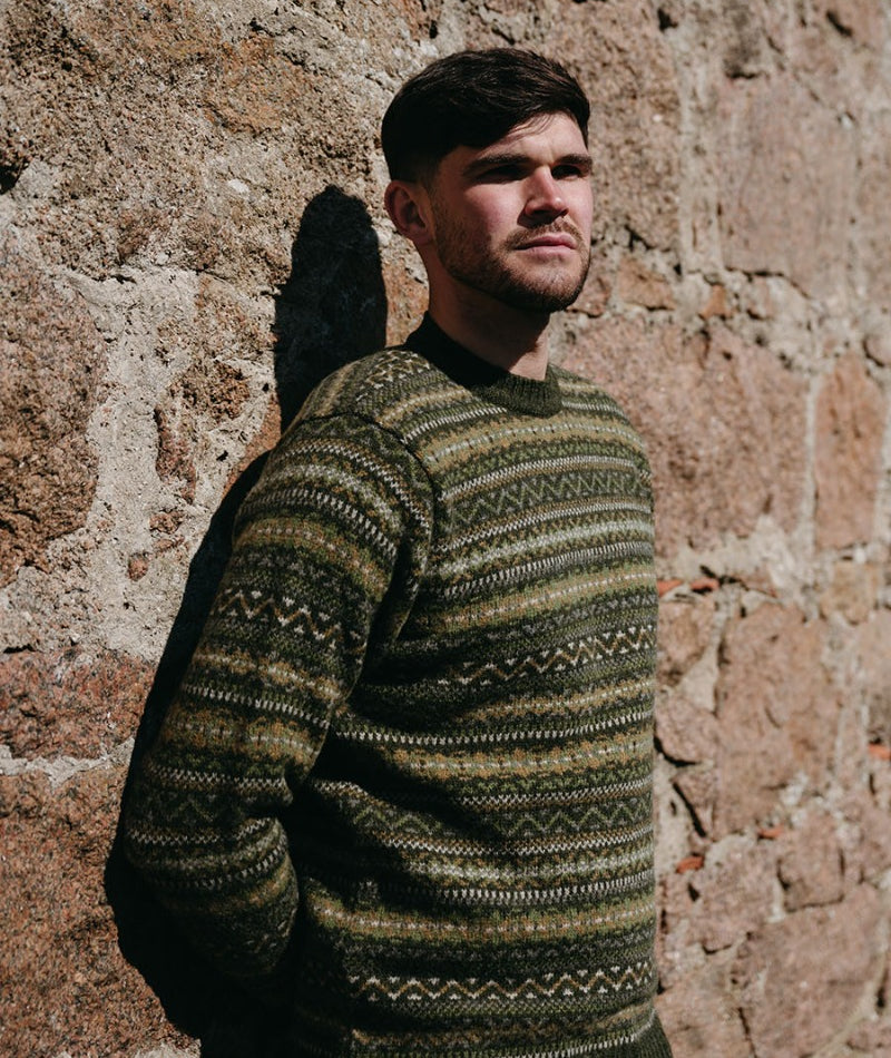 Mens Fair isle Kinnaird Jumper Green