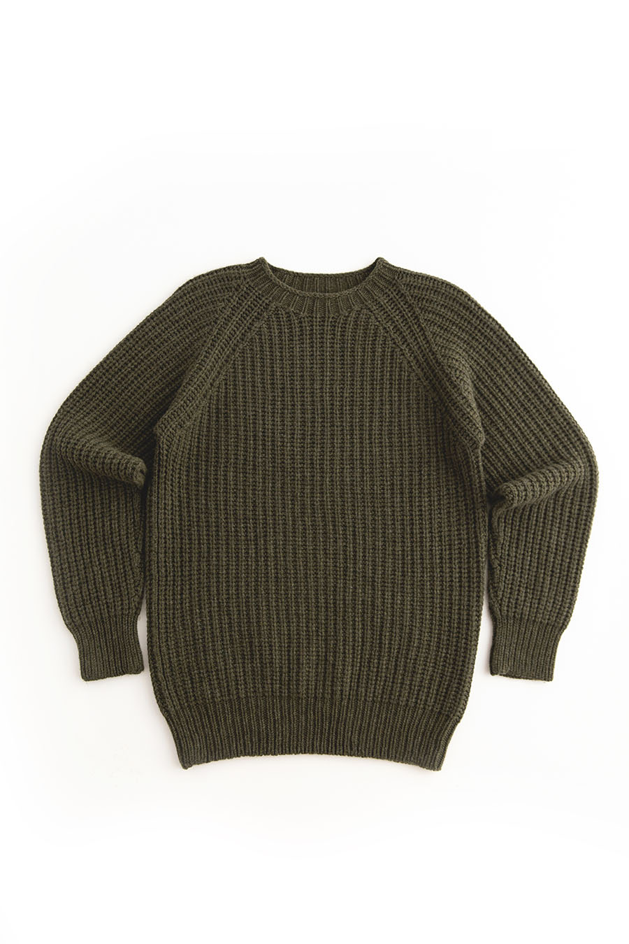 mens green fisherman rib jumper sweater soft lambs wool geelong khaki