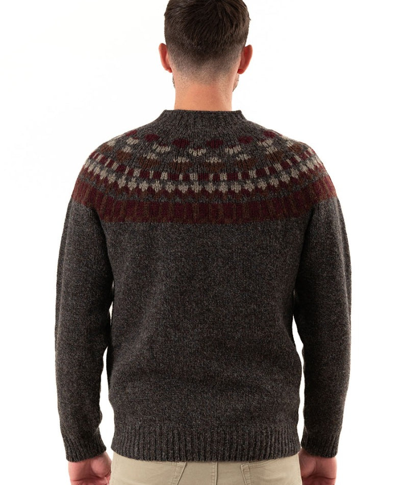 mens grey yoke fair isle jumper staffa