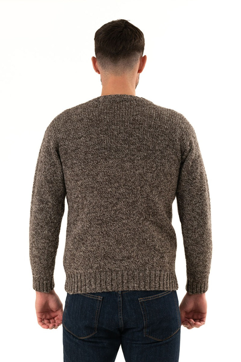 mens jumper sweater brown marl undyed natural wool crew