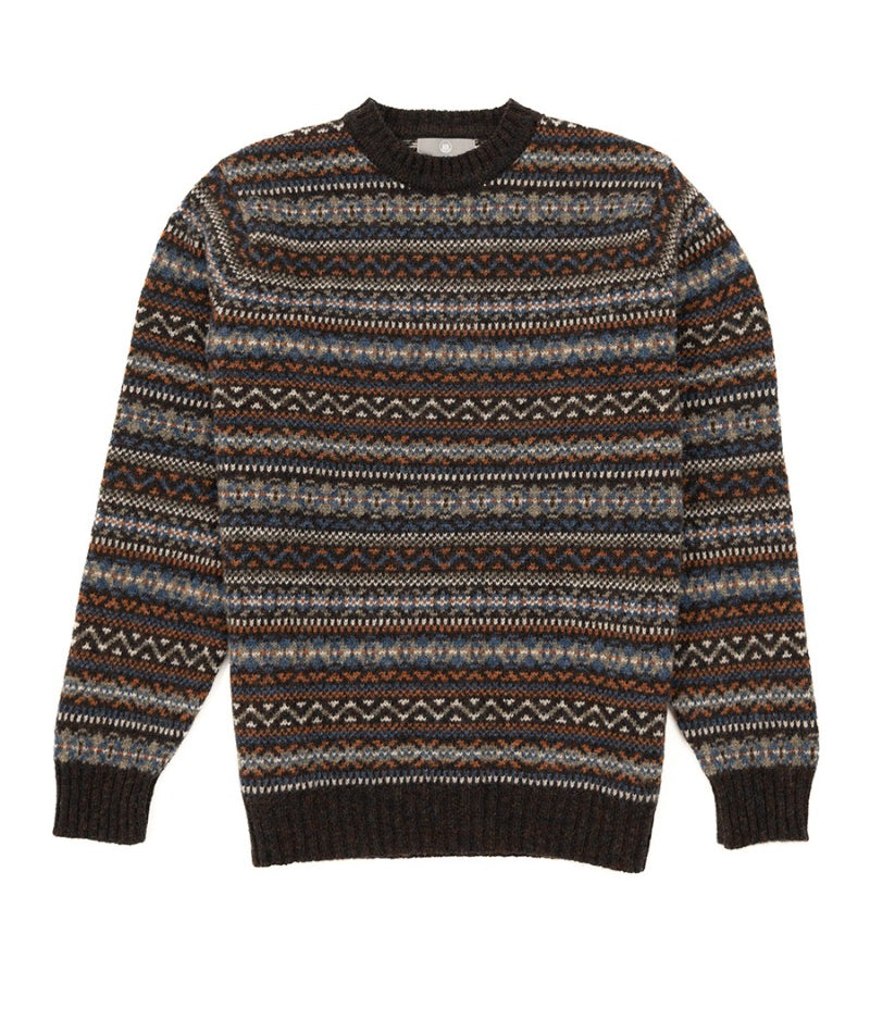 mens kinnaird fair isle jumper midnight rust