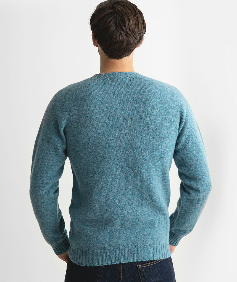 mens shetland jumper light teal blue