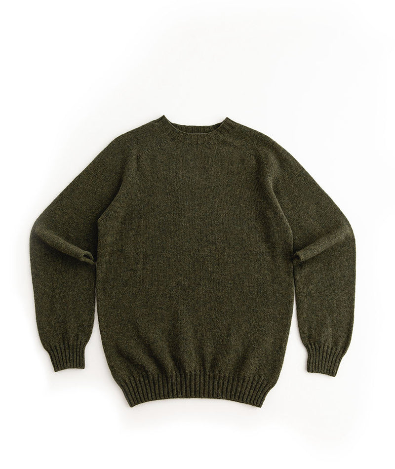 mens loden green wool shetland jumper sweater saddle shoulder