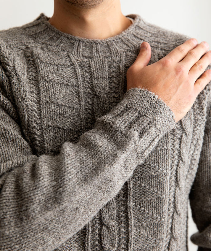 Cable Jacket Color:natural Mens Natural Gansey Jumper knitted in Scotland with cables and textural ...