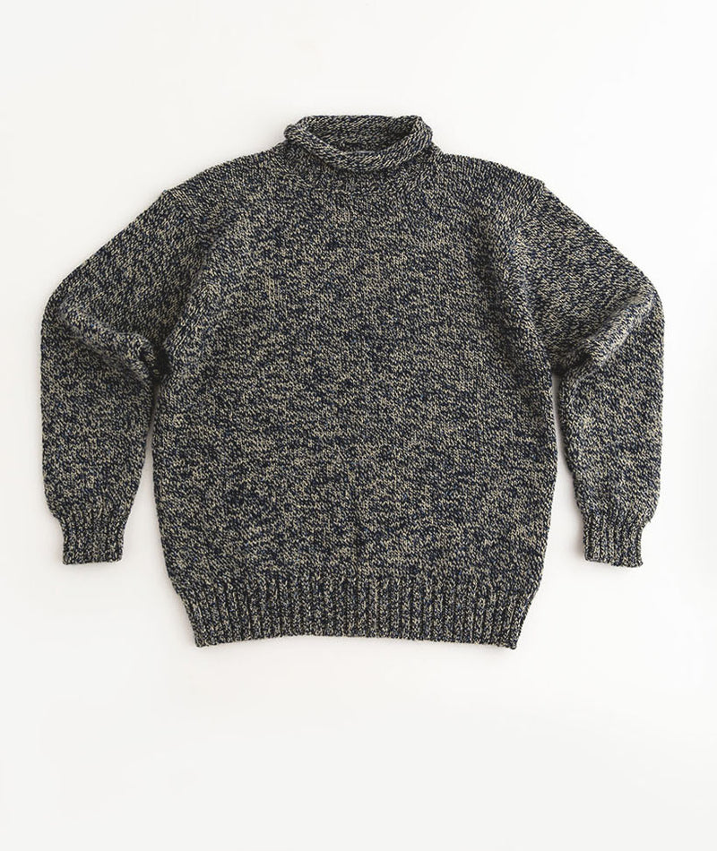 mens scottish wool blue jumper sweater roll neck cromarty