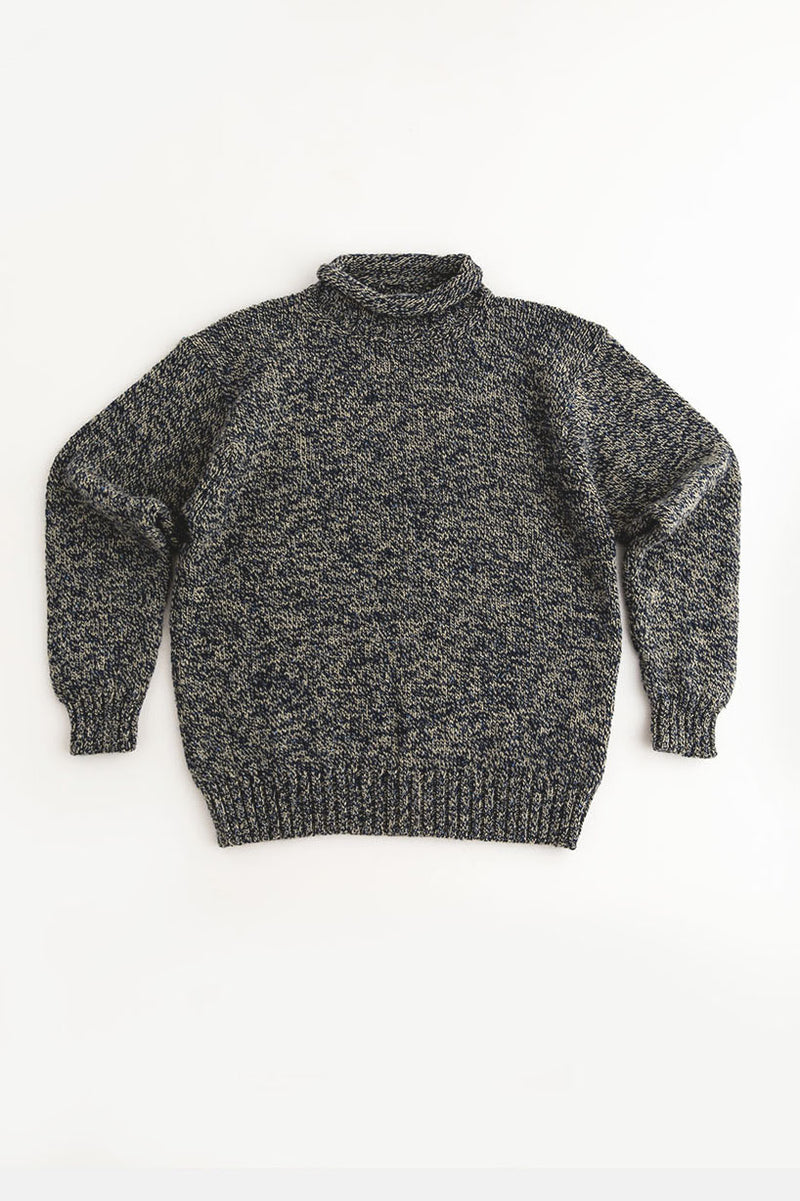 mens scottish wool blue jumper sweater roll neck cromarty