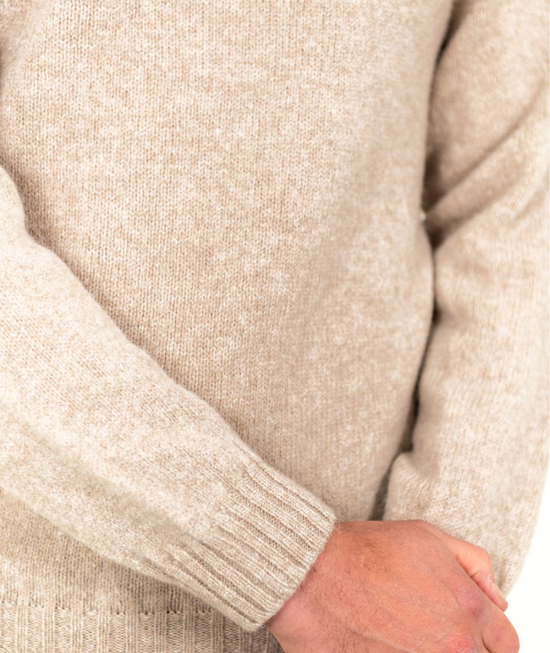 mens shetland wool jumper sweater oatmilk beige