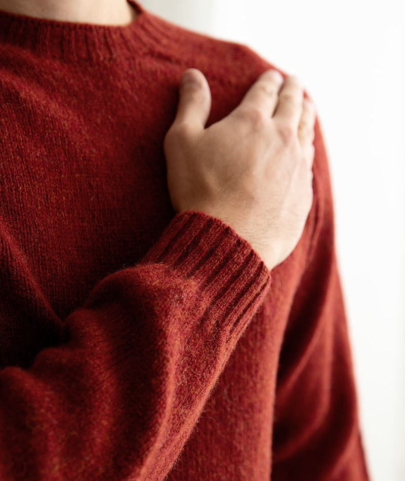 mens red russet shetland wool jumper sweater