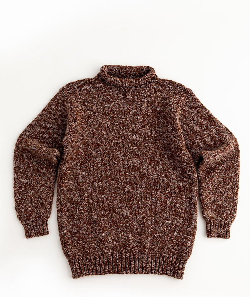 mens rust chunky wool roll neck jumper sweater autumn