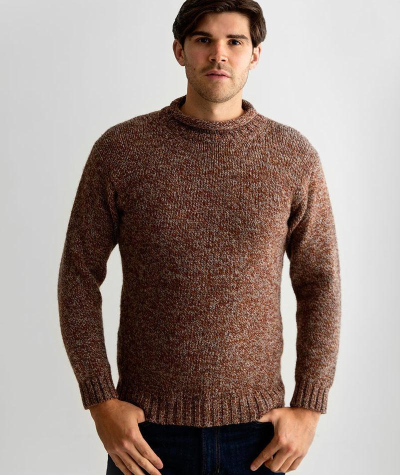 mens rust wool jumper sweater chunky roll neck autumn