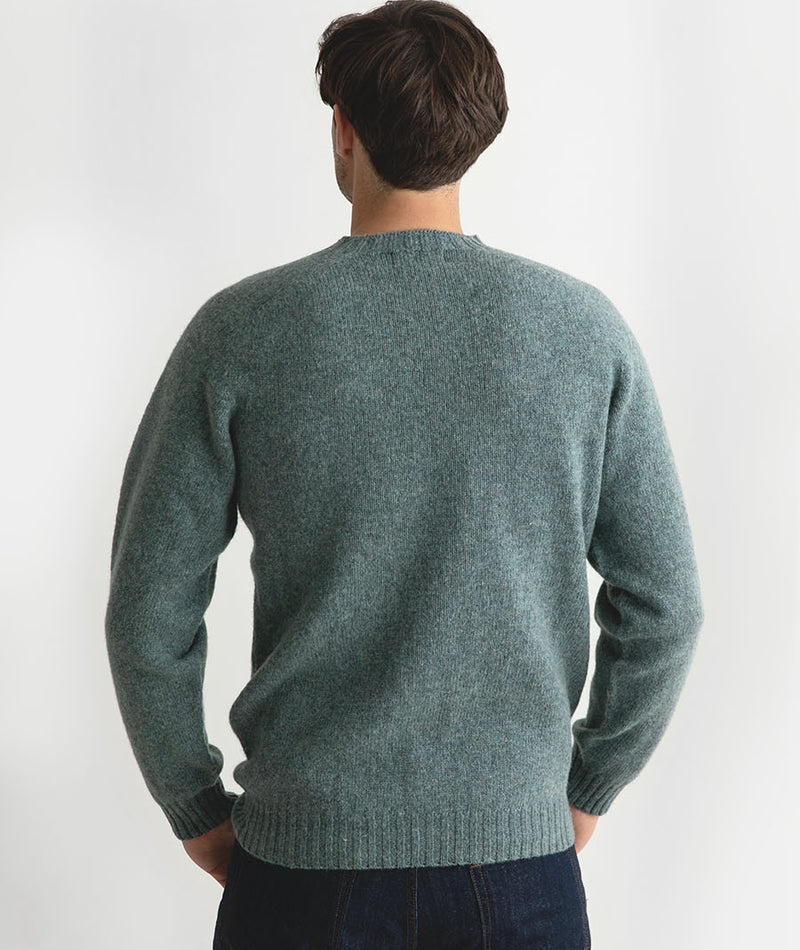 mens shetland jumper sweater sage graphite green wool