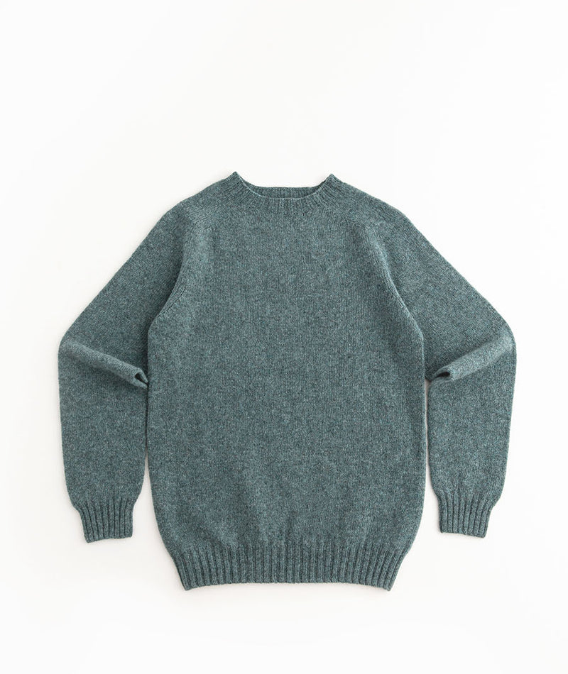 mens sage green wool shetland jumper sweater saddle shoulder
