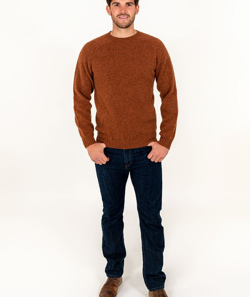 mens shetland wool jumper sweater sienna rust brown