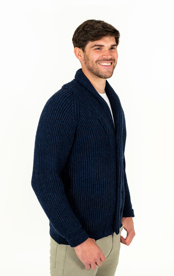 mens ribbed shawl collar cardigan