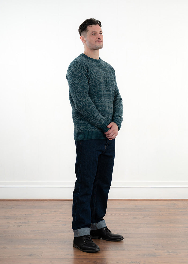 Mens Fair isle Conan Jumper - Dark Teal