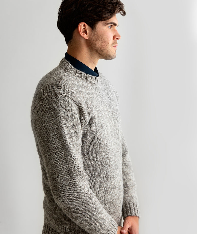 Mens Chunky Crew Neck Jumper in undyed Scottish wool – The Croft House