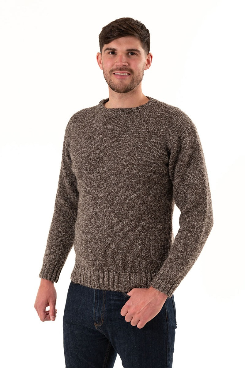 mens wool crew neck jumper natural brown undyed 