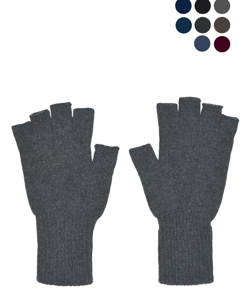 Mens wool fingerless gloves 8 colours. Scottish lambswool