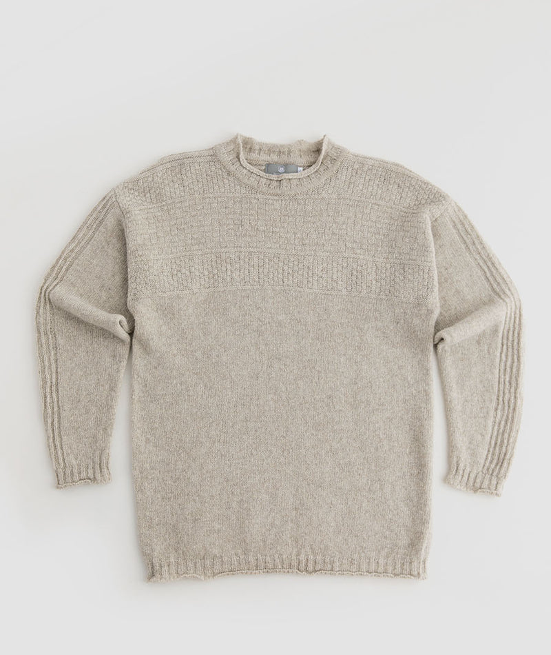 mens gansey jumper sweater wool putty beige scottish breakwater