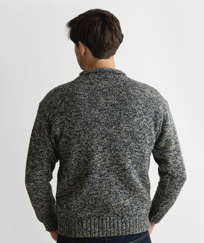 mens blue wool roll neck jumper sweater cromarty