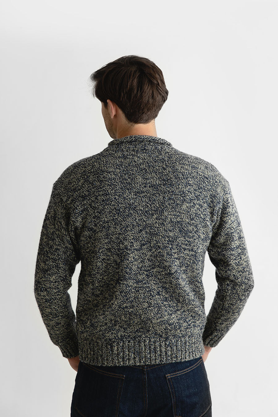 mens blue wool roll neck jumper sweater cromarty
